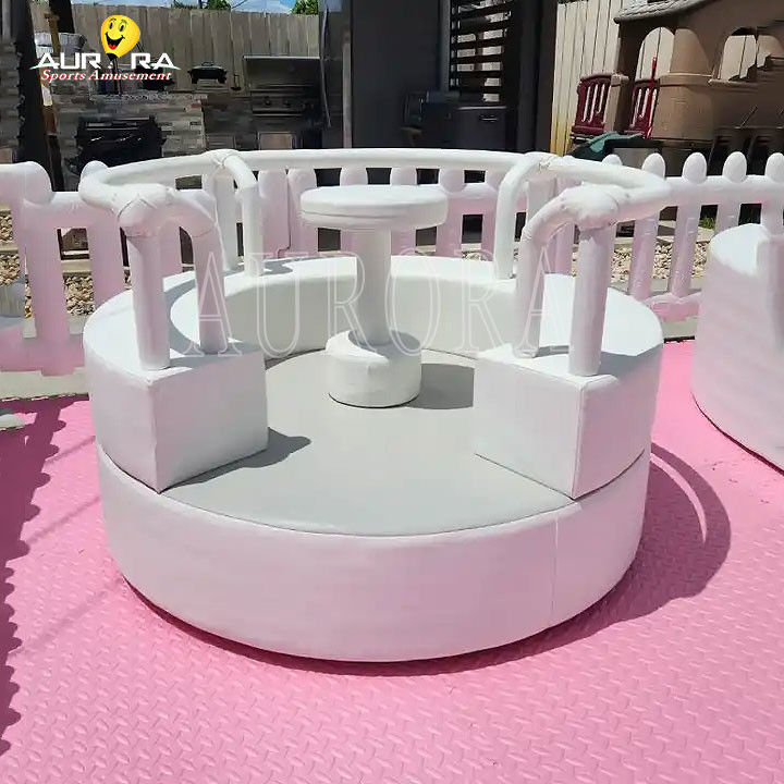 Beyaz Pembe Yumuşak Oyun Paketi Set Oyun Alanı Bebek İçerideki Dışarıdaki Yumuşak Oyun Ekipmanı