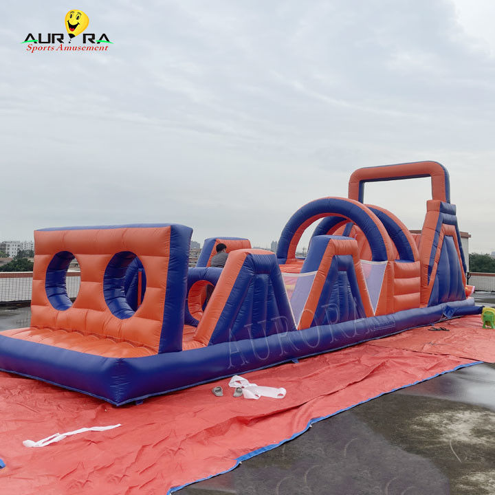 PVC Açık Hava Şişirme Engelleme Yolu Atlama Evi Zehirli Olmayan Kırmızı Mavi Renk