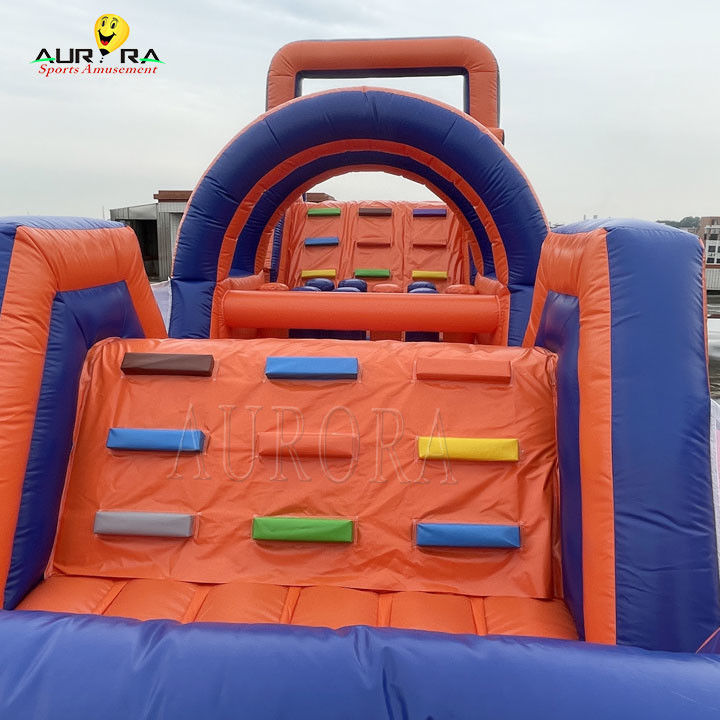 PVC Açık Hava Şişirme Engelleme Yolu Atlama Evi Zehirli Olmayan Kırmızı Mavi Renk