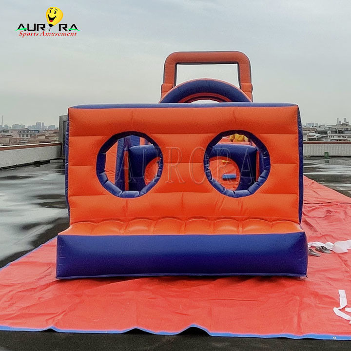 PVC Açık Hava Şişirme Engelleme Yolu Atlama Evi Zehirli Olmayan Kırmızı Mavi Renk