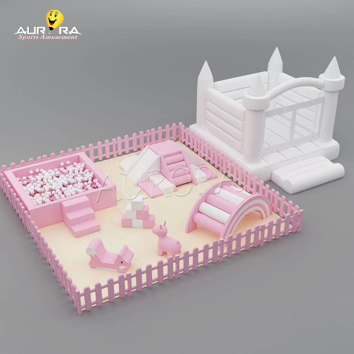 Kapalı Çocuklar Küçük Çocuk Yumuşak Oyun Çatışma Ekipmanı Parti için Pembe ve Beyaz Set