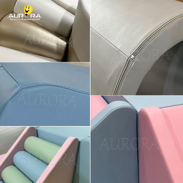 Non Fade Çocuklar Kapalı Oyun Alanı Ekipmanı Beyaz Atlama Evi Merry Go Round Yumuşak Oyun