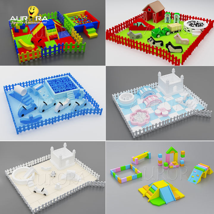 Non Fade Çocuklar Kapalı Oyun Alanı Ekipmanı Beyaz Atlama Evi Merry Go Round Yumuşak Oyun